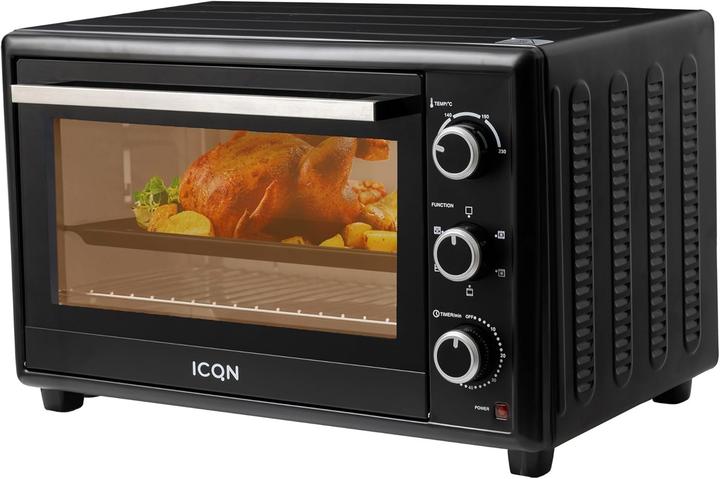 Productafbeelding Icqn Vrijstaande Oven - 50L - Convectie Mini Oven - Hetelucht & Grillfunctie - Gemailleerde Holte - Zwart