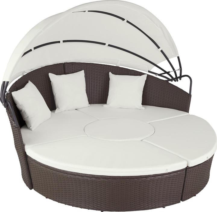 tectake Sonneninsel Rattan mit Aluminiumgestell und Sonnendach