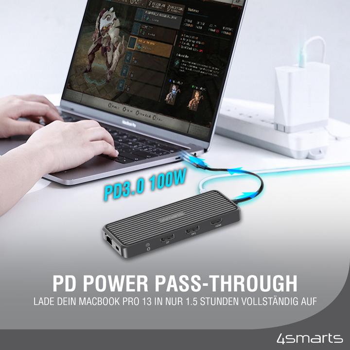 Produktbild 4smarts Dockingstation 6 in 1 Hub USB-C – HDMI/USB-A/DP/RJ-45/3.5mm (USB-C, 6 Ports)