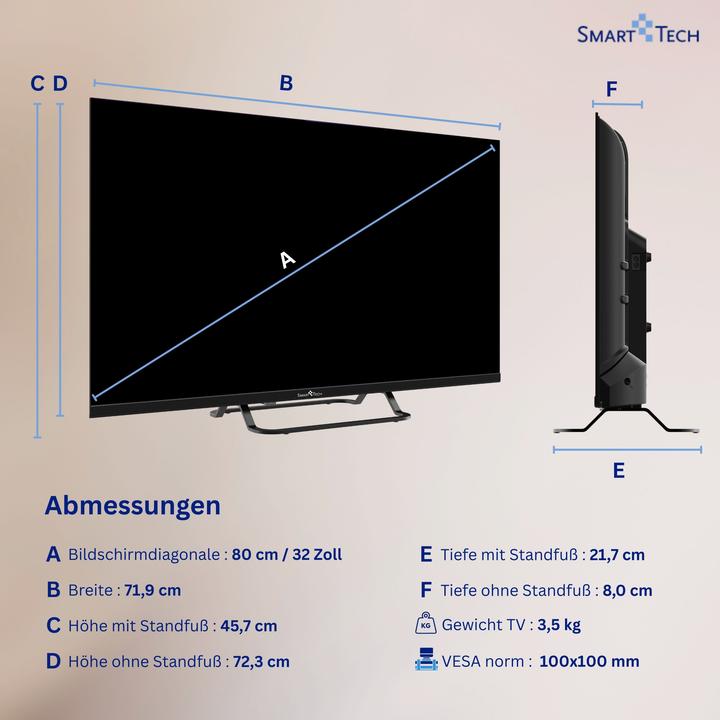Produktbild Smart Tech 32HV02V 32" Hd Led Tv (32", LED, HD)
