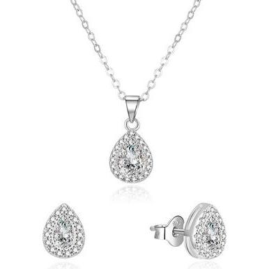 Beneto, Schmuck Set, Dazzling Jewelry Set with Zircons AGSET188R (Necklace, Earrings)