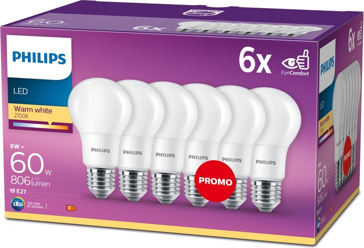 Produktbild Philips LED (E27, 60 W, 806 lm, 1 x, F)