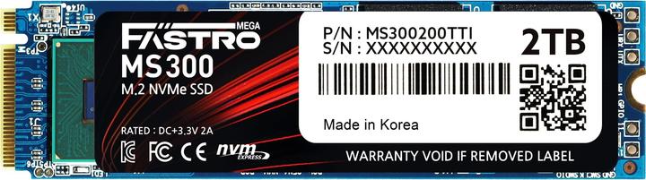 Image du produit Fastro MegaFastro SSD 2TB série MS300 PCI-Express NVMe interne (2000 Go, M.2 2280)