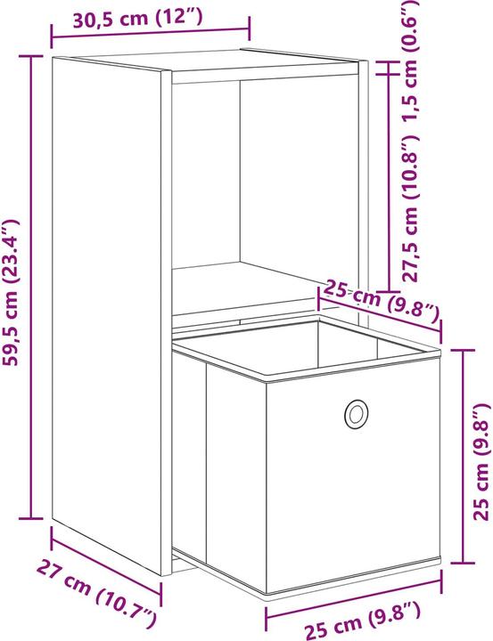 Produktbild vidaXL Nachttisch (30.50 x 27 x 59.50 cm)