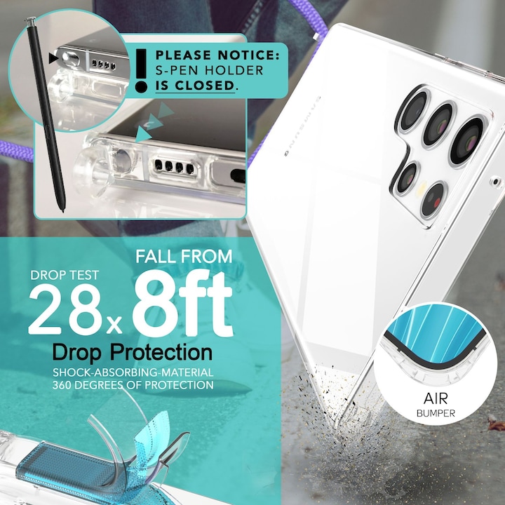 Image du produit Nalia Étui hybride clair avec chaîne à porter autour du cou