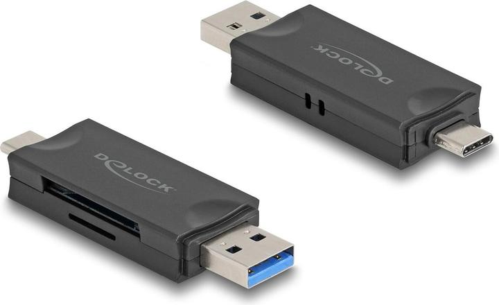 Image du produit Delock Card Reader USB 5 Gbps USB Type-C / Typ-A fÃ¼r SD und Micro SD Speicherkarten schwarz (USB-C)