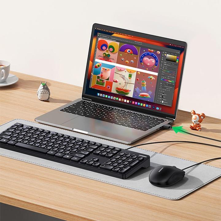 Actual product image Ugreen KU004 90875 keyboard wired 1.5 m for Windows / MacOS - black (Cable)