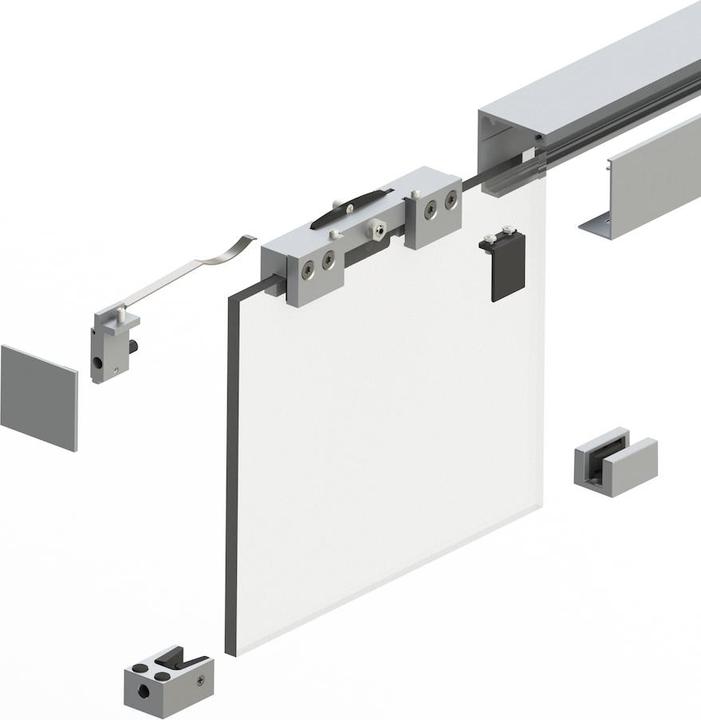 Actual product image Helm Sliding system GT-L 80 2000 mm stainless steel effect glass doors 8-10.76 mm complete set 900-1100