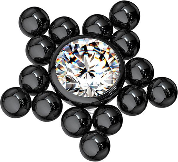 Image du produit Star Piercing Dermal Anchor noir boules étoile (sans laiton, Acier chirurgical 316L)