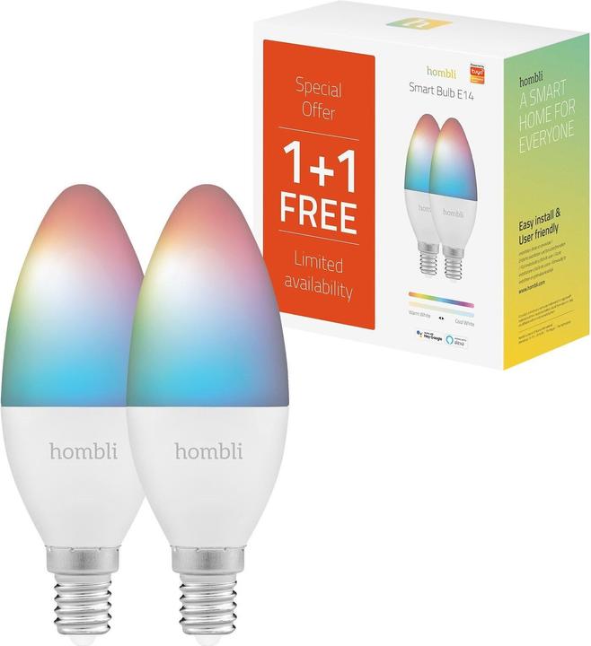 Immagine prodotto Hombli Lampadina intelligente RGB + CCT (E14, 380 lm, 2 x)