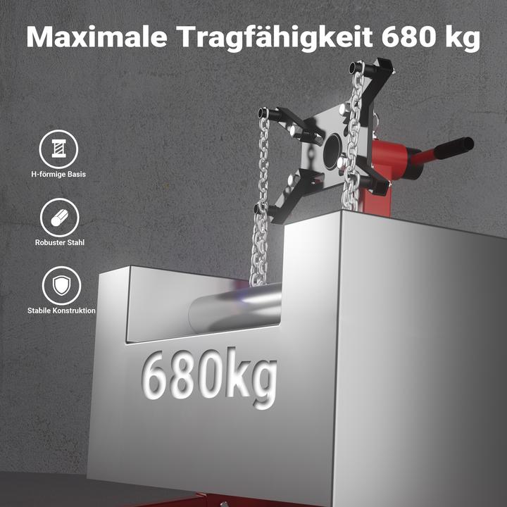 Image du produit Wiltec Motorständer bis 680kg Motorheber Lenkrollen Getriebeheber Motorhalterung