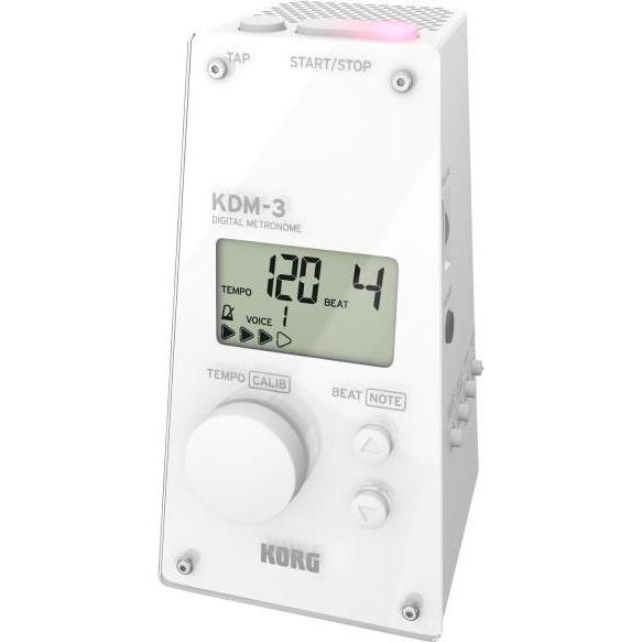 Thumbnail - Korg Metronom KDM-3 Digital mit 19 Taktarten Weiss mit In-Ear Kopfhörern, Stimmgerät, Weiss