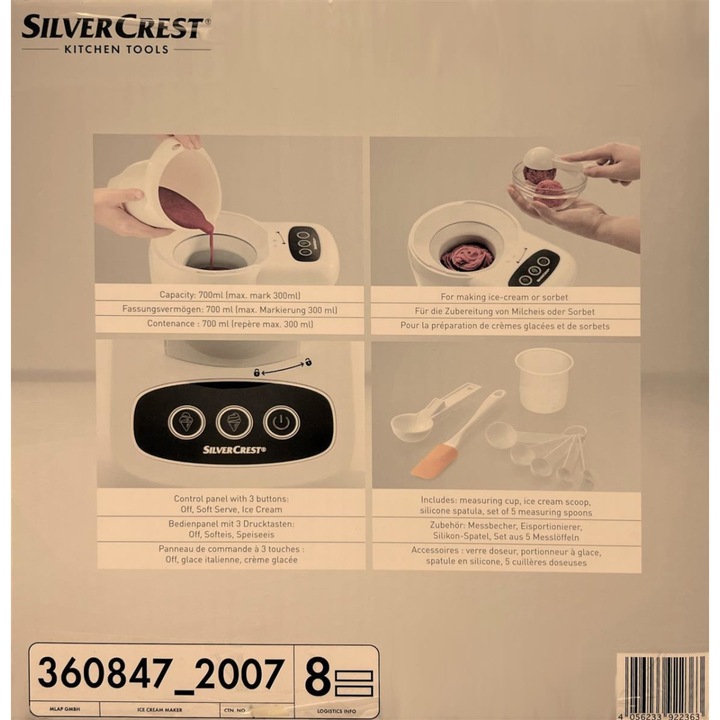 Actual product image Silvercrest SEM 90 C3 360847 Ice Cream Maker - White