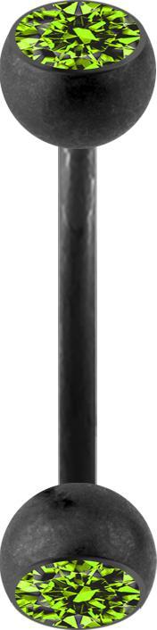 Immagine prodotto Star Piercing Micro Banana nero opaco con due sfere di cristallo verde chiaro (senza ottone, Acciaio chirurgico 316L)
