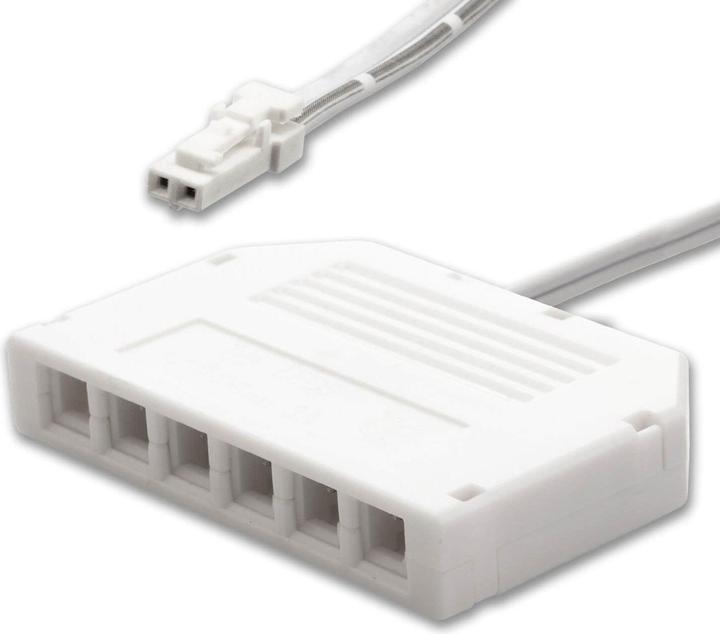 Produktbild Isoled MiniAMP 6-fach Verteiler (1 male-Stecker an 6 female-Buchsen), 30cm, 2-polig, weiss, max. 3,5A