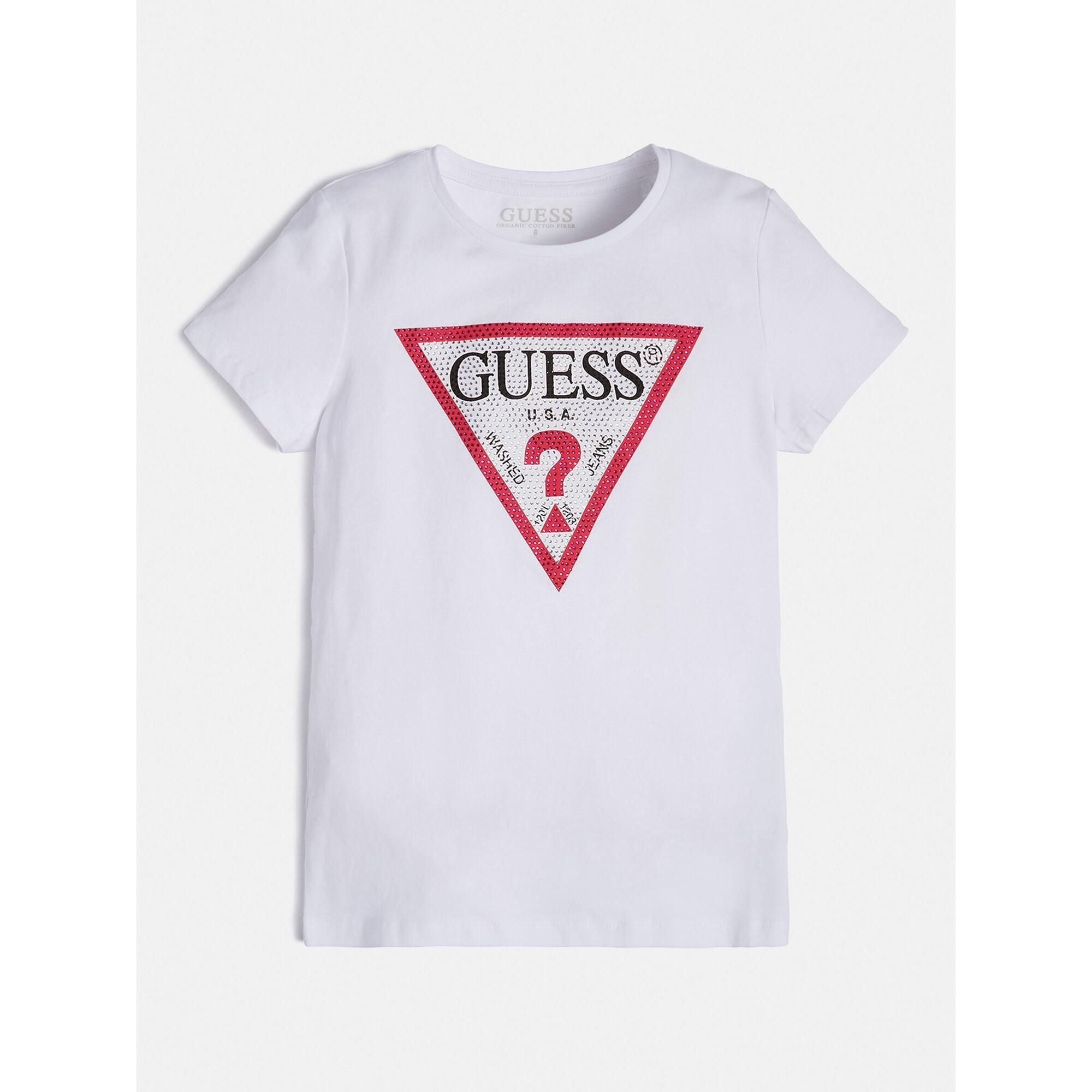 Guess, Damen, Shirt, t-shirt aus bio-baumwolle, Weiss, (10, 12, 14, 16)