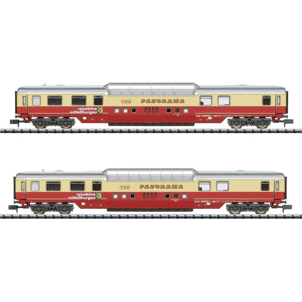 MiniTrix 18712 N 2er-Set Panoramawagen Sonder-TEE der DB 2er Bauart WGm (Spur N)