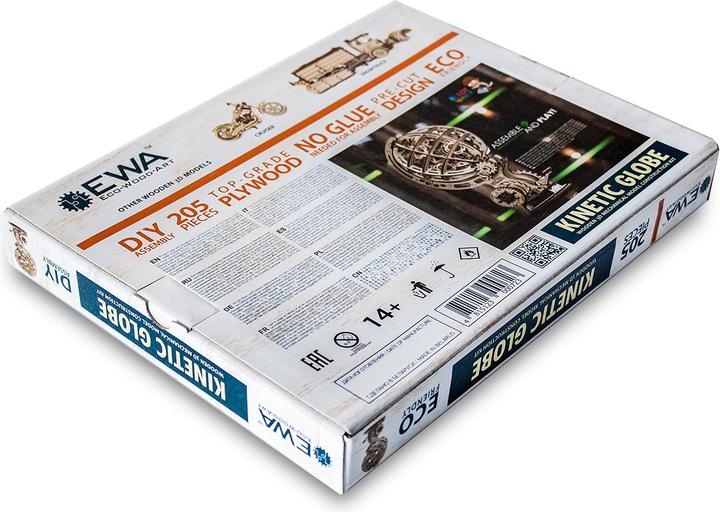 Actual product image Eco Wood Art Kinetic Globe - 3D wooden construction kit