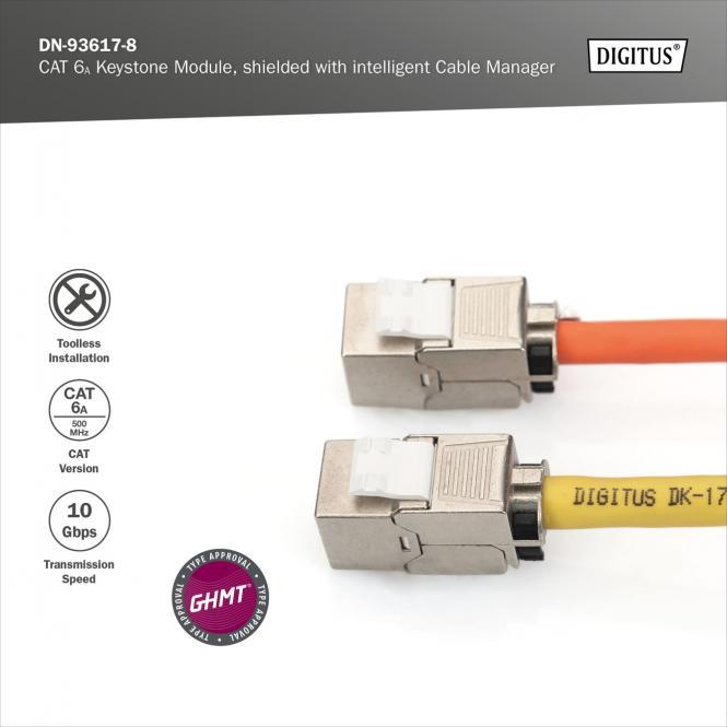 Actual product image Digitus CAT 6A Keystone Jack, shielded, 8 pieces tool-free connection (Keystone module)