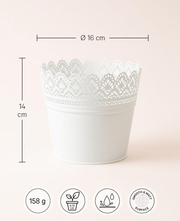 Produktbild Esmée Blumentopf, Übertopf mit Spitzen, Blech (16 cm)