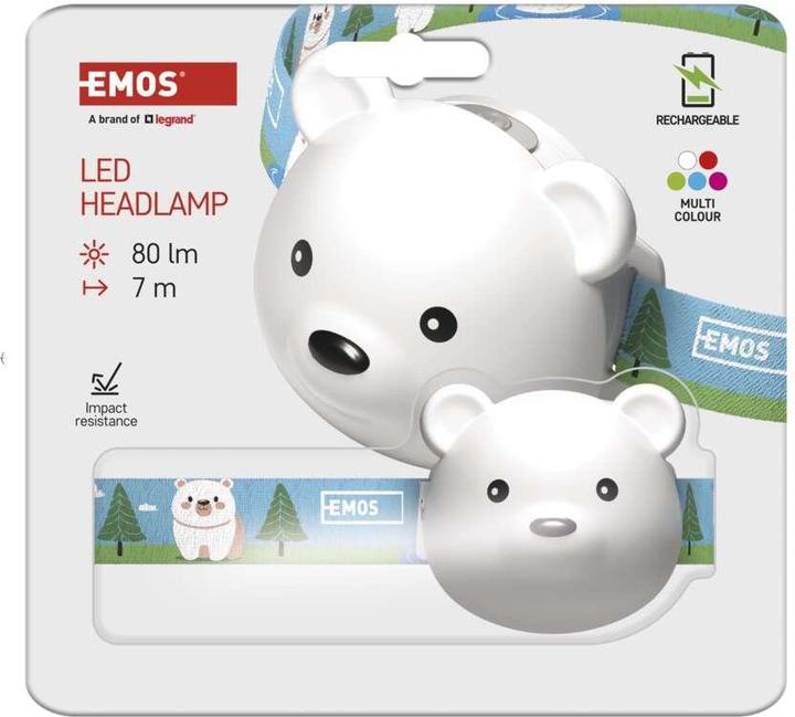 Actual product image Emos LED aufladbare Stirnlampe Bär P3543, 80 lm,Li-Pol 500 mAh (80 lm)