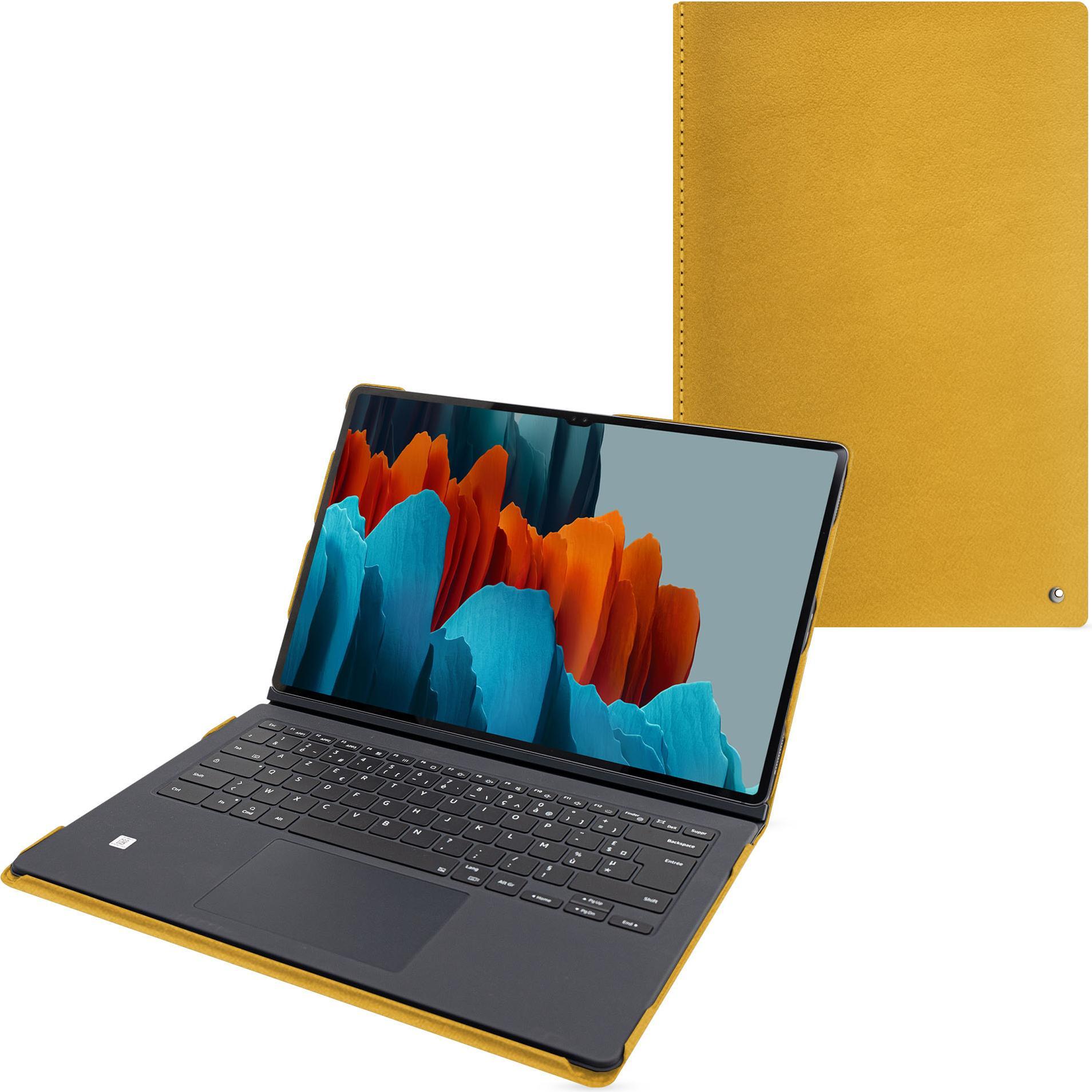 Noreve Lederschutzhülle Samsung Galaxy Tab S9 Ultra + Book Cover Keyboard (Galaxy Tab S9 Ultra), Tablet Hülle, Orange