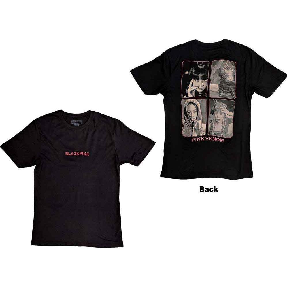BlackPink, Uomini, Maglietta, Pink Venom Group Photo, Nero, (M)