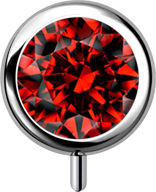 Produktbild Star Piercing Threadless Zylinder silber front Kristall rot (ohne Messing, Titan)