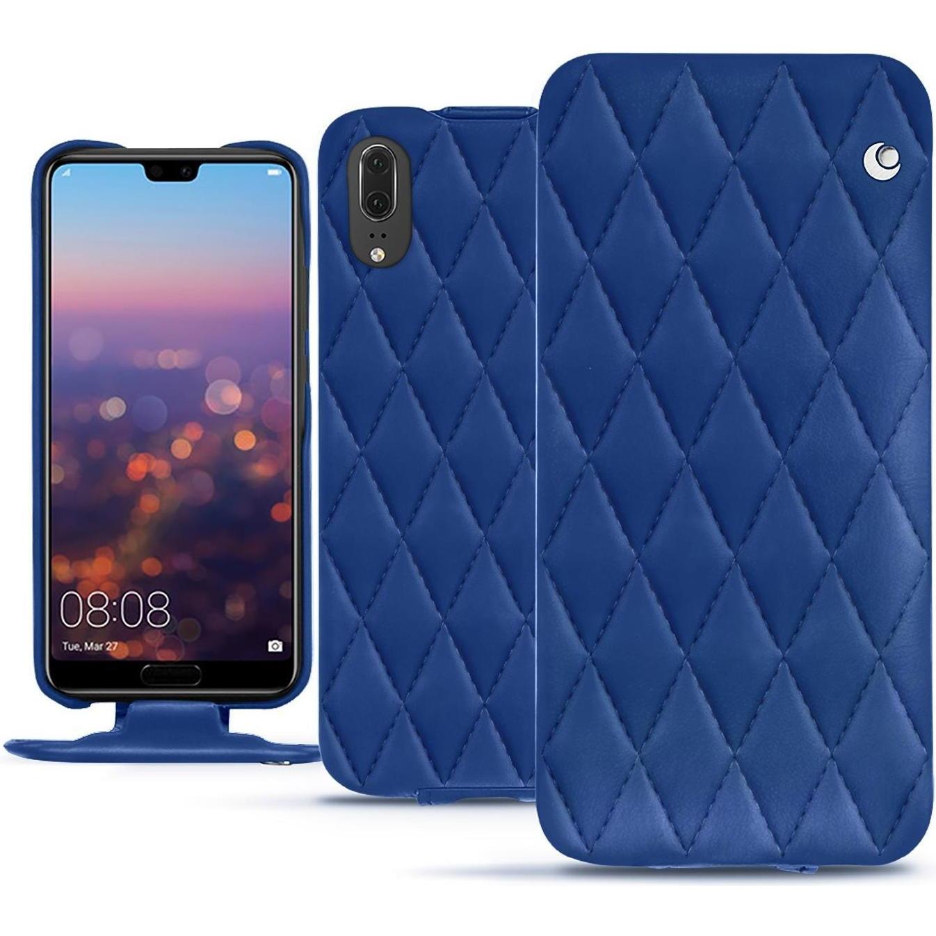 Noreve Lederschutzhülle vertikal (Huawei P20), Smartphone Hülle, Blau