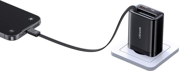 Image du produit Usams CC296 30W Fast Charger With Retractable Type-C Cable (EU) - Xiang Series White (30 W, 2 ports)