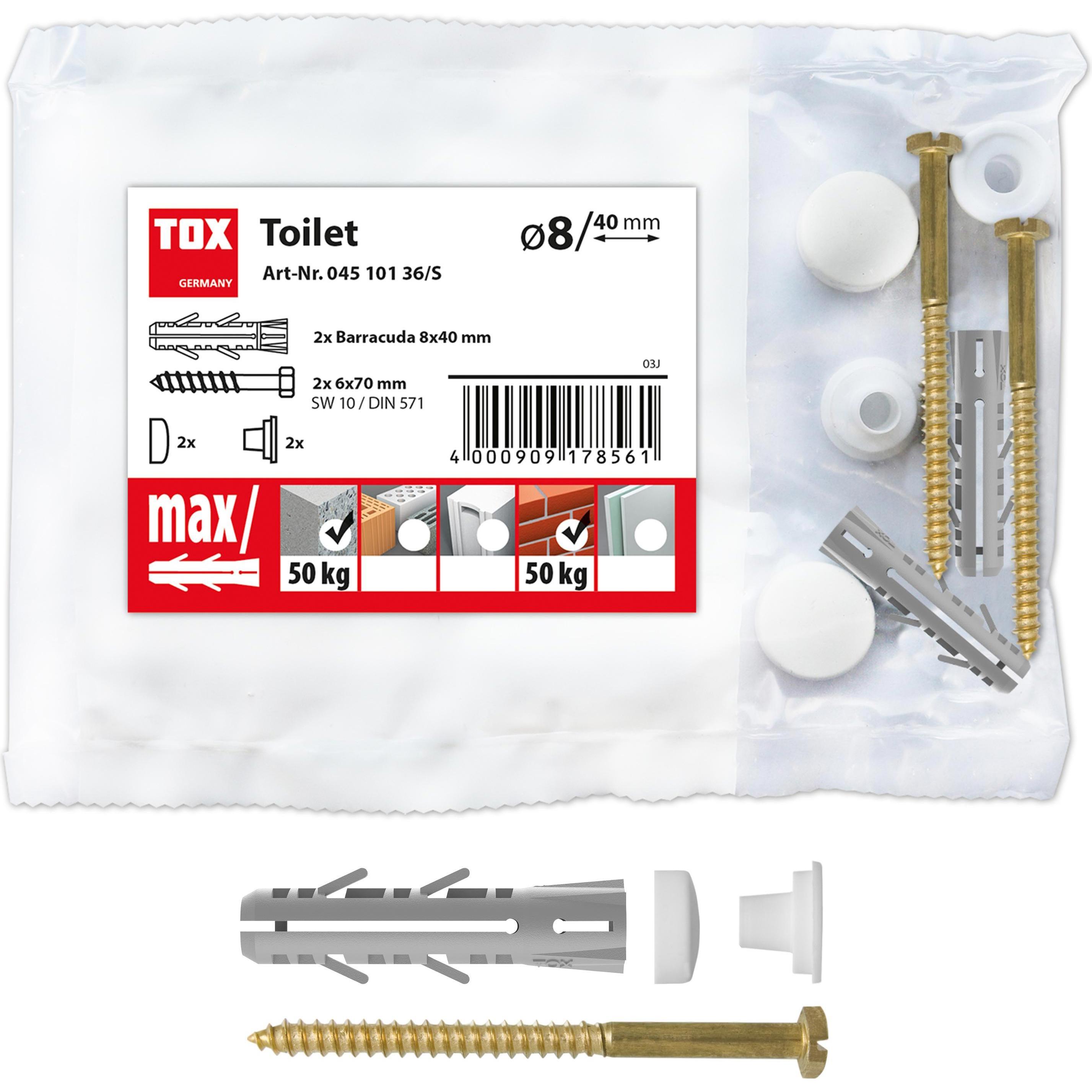 Tox, Dübel, Stand-WC-Befestigung Toilet weiss (2 Stk.)