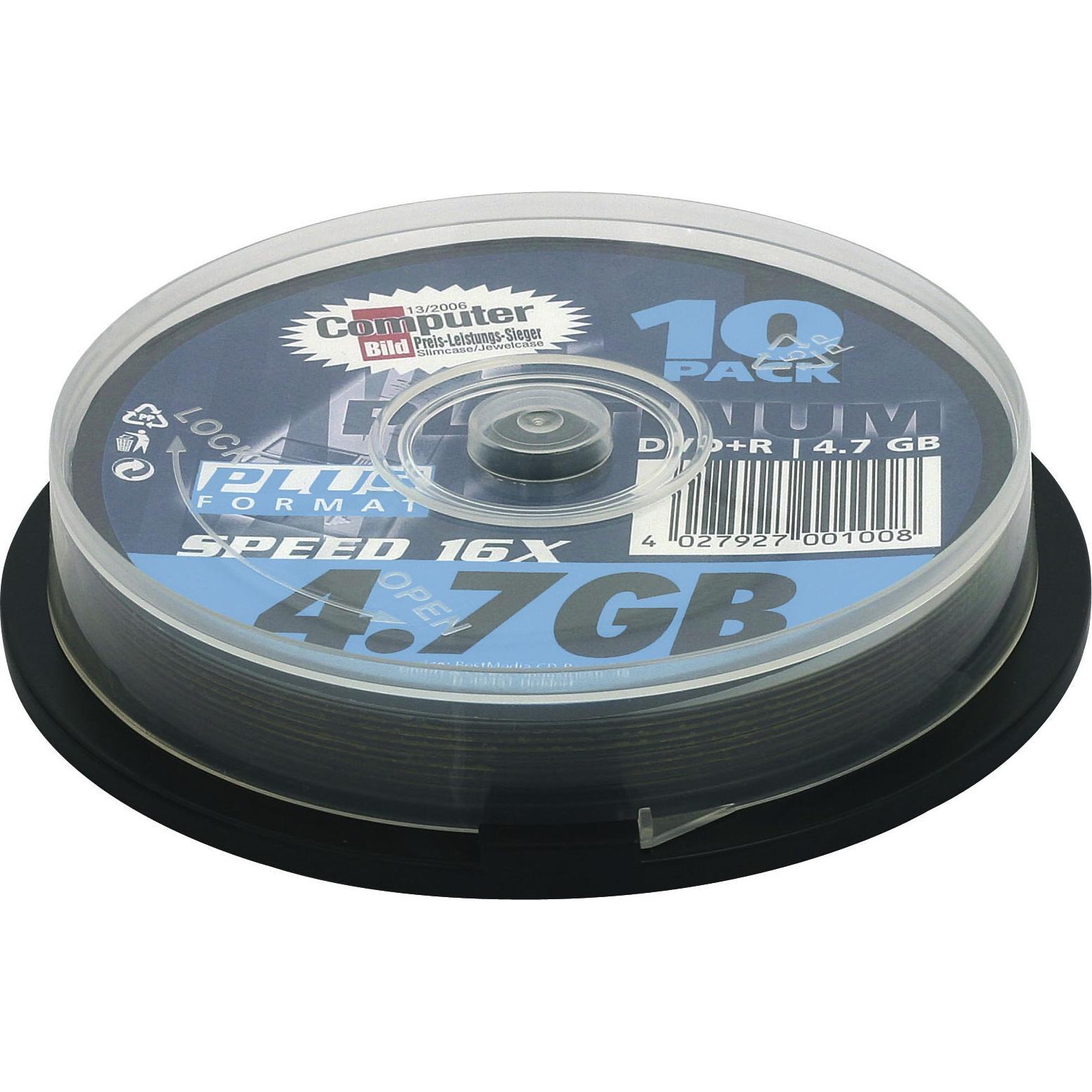 BestMedia DVD+R 4,7GB PLAINKUM 16x Sp 10 (10 x), Optischer Datenträger