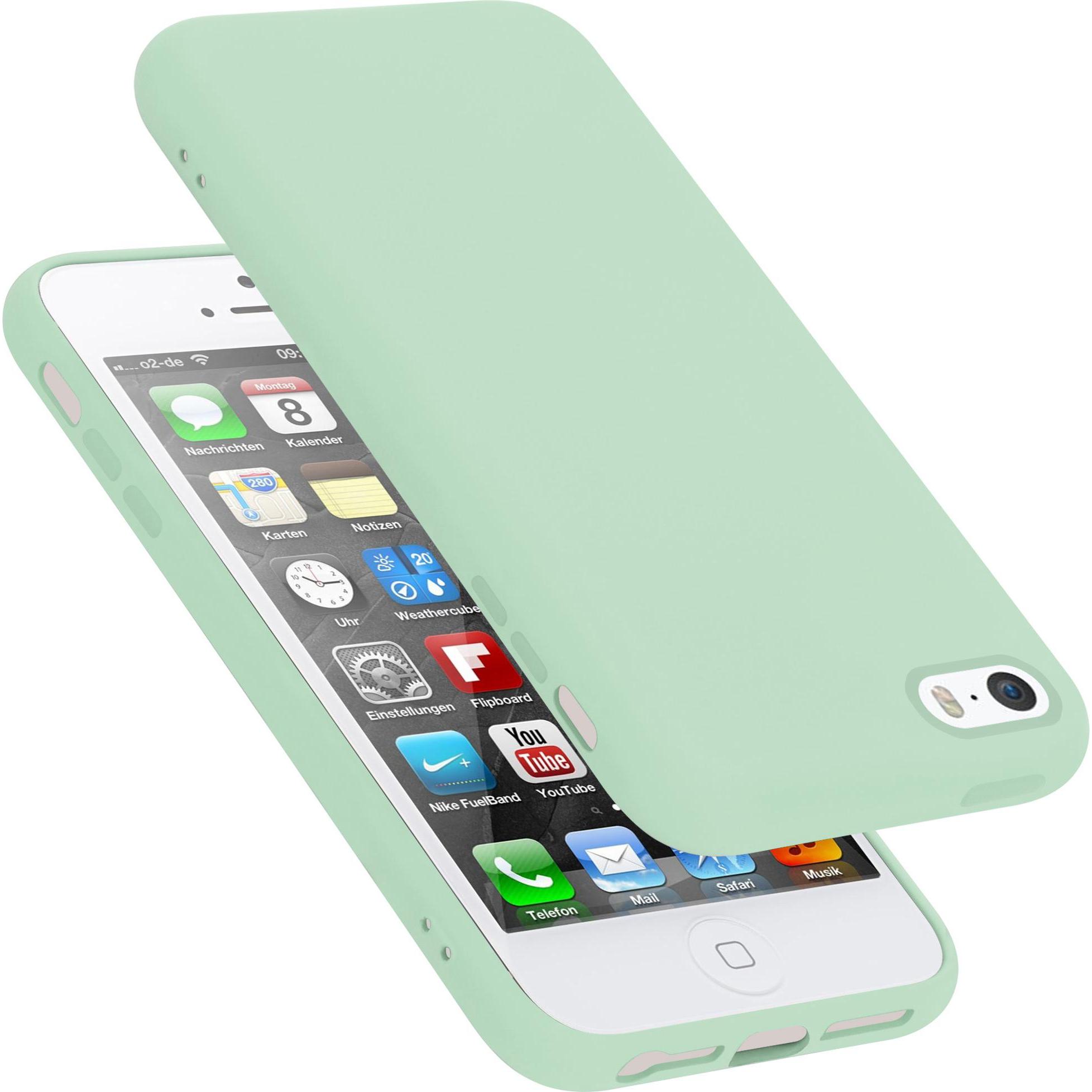 Cadorabo TPU Liquid Silicone Case Cover (Apple iPhone 5), Smartphone Hülle, Grün