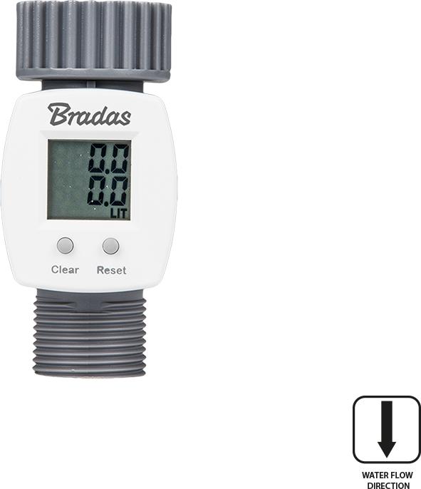 Bradas Digital water meter WHITE LINE, 3/4", grey/white