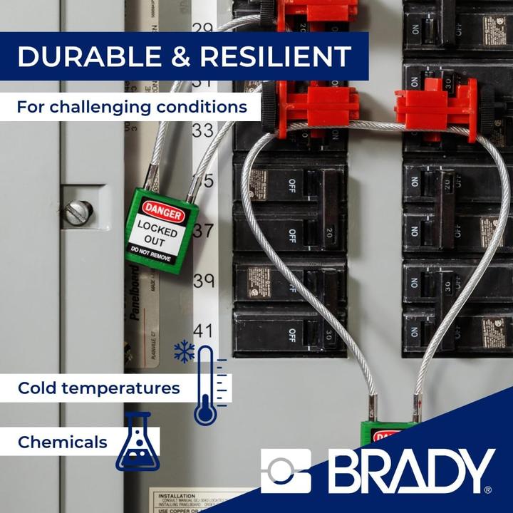 Immagine prodotto Brady SafetyPadlocks-Compact Cable Keyed Blue