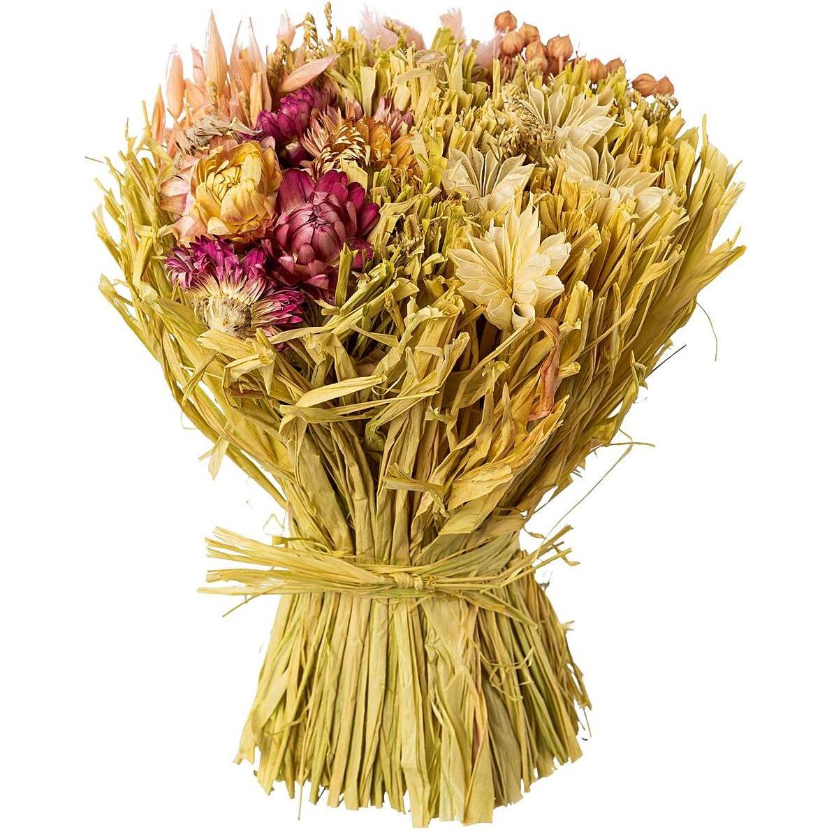 8x Blumenstrauss, Trockenblumen-Gras-Arrangement (Trockenblumen)