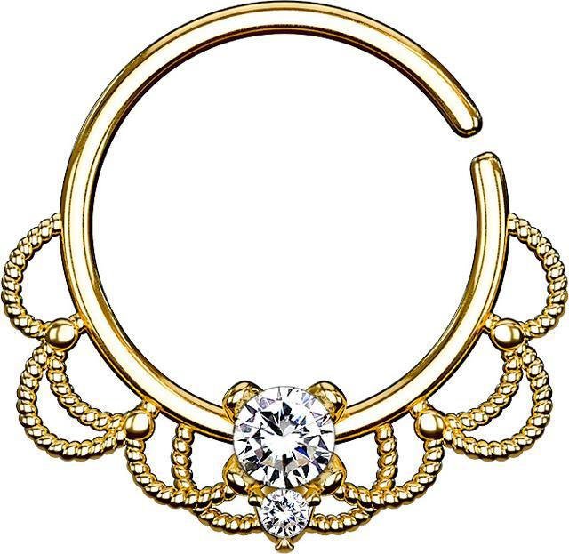 Immagine prodotto Star Piercing Anello per il setto nasale in filigrana placcata oro 18 carati con cristallo d'argento (Ottone)