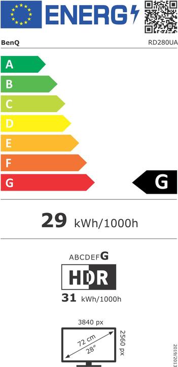Energie-Label BenQ RD280UA IPS 4K UHD USB-C HDR10 (3840 x 2560 Pixel, 28.20")