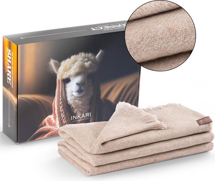 Inkari Couverture douillette en laine d'alpaga XL 210 x 140 cm - Hazel (210 x 140 cm)