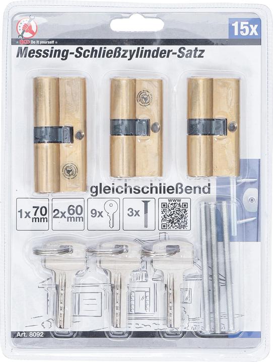 Produktbild BGS Messing-Schliesszylinder-Satz gleichschliessend 15-tlg.