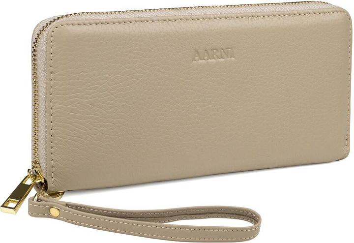 Aarni Deer leather Clutch wallet, taupe/gold