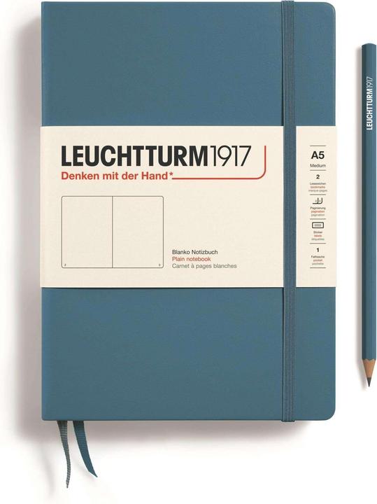 Actual product image Leuchtturm1917 Notebook A5 pla. Stone Blue (145 x 210 mm, Plain, Hardcover)