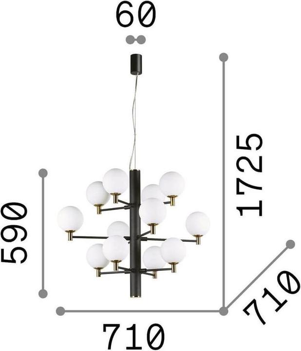 Produktbild Ideal lux COPERNICO G9 Pendelleuchte 12x ⌀710mm dimmbar Schwarz warmweiss 197319 (G9, 370 lm)