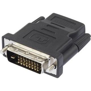Logo Video Adapter, DVI-Stecker (24+1) - HDMI-Buchse, schwarz, Adattatore dati + video, Nero