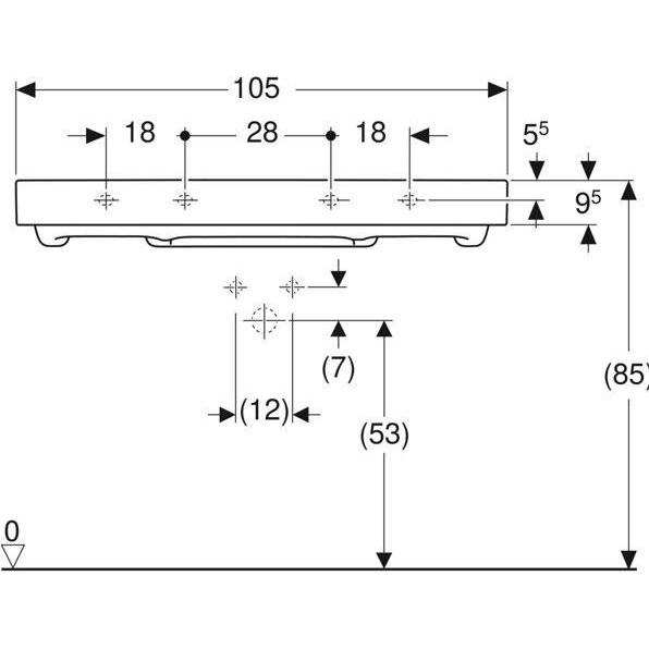 Thumbnail - Geberit, Waschbecken, ONE Waschtisch Abgang horizontal, 105x14,2x48cm, 505.04 (480 mm, 1050 mm)