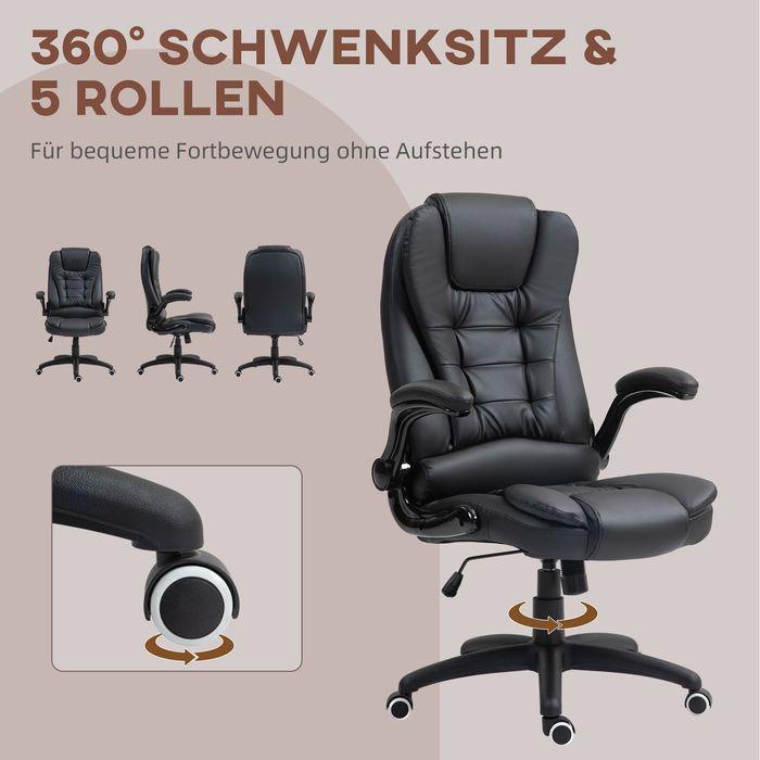 Produktbild Swisshandel24 Bürostuhl, Ergonomisch Chefsessel mit Wippfunktion, Hochklappbare Armlehne, schwarz
