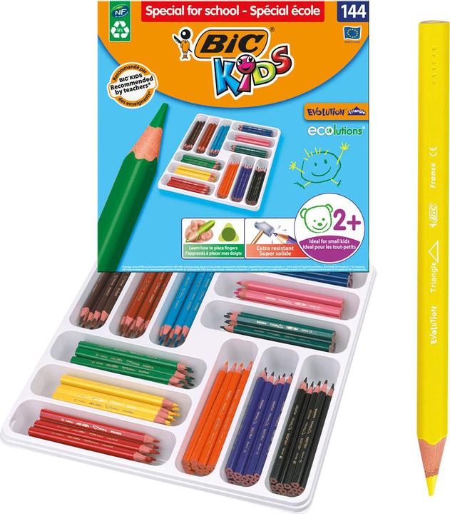 Actual product image Bic KIDS Triangular Crayons Evolution Triangle, pack of 144 (144x)