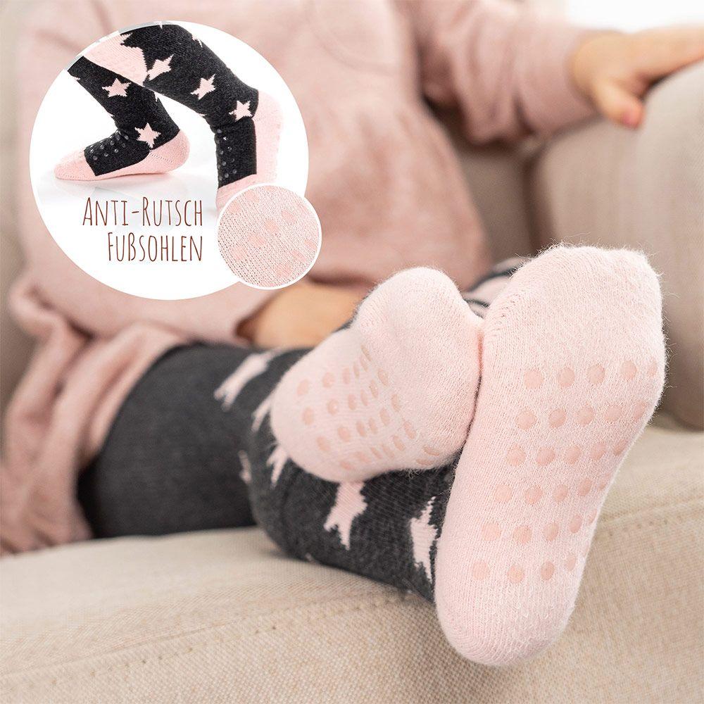 Thumbnail - La Loona, Strümpfe, LaLoona Baby-Strumpfhosen Krabbelstrumpfhose - Sterne Rose -, Grau, Rosa, (74/80)
