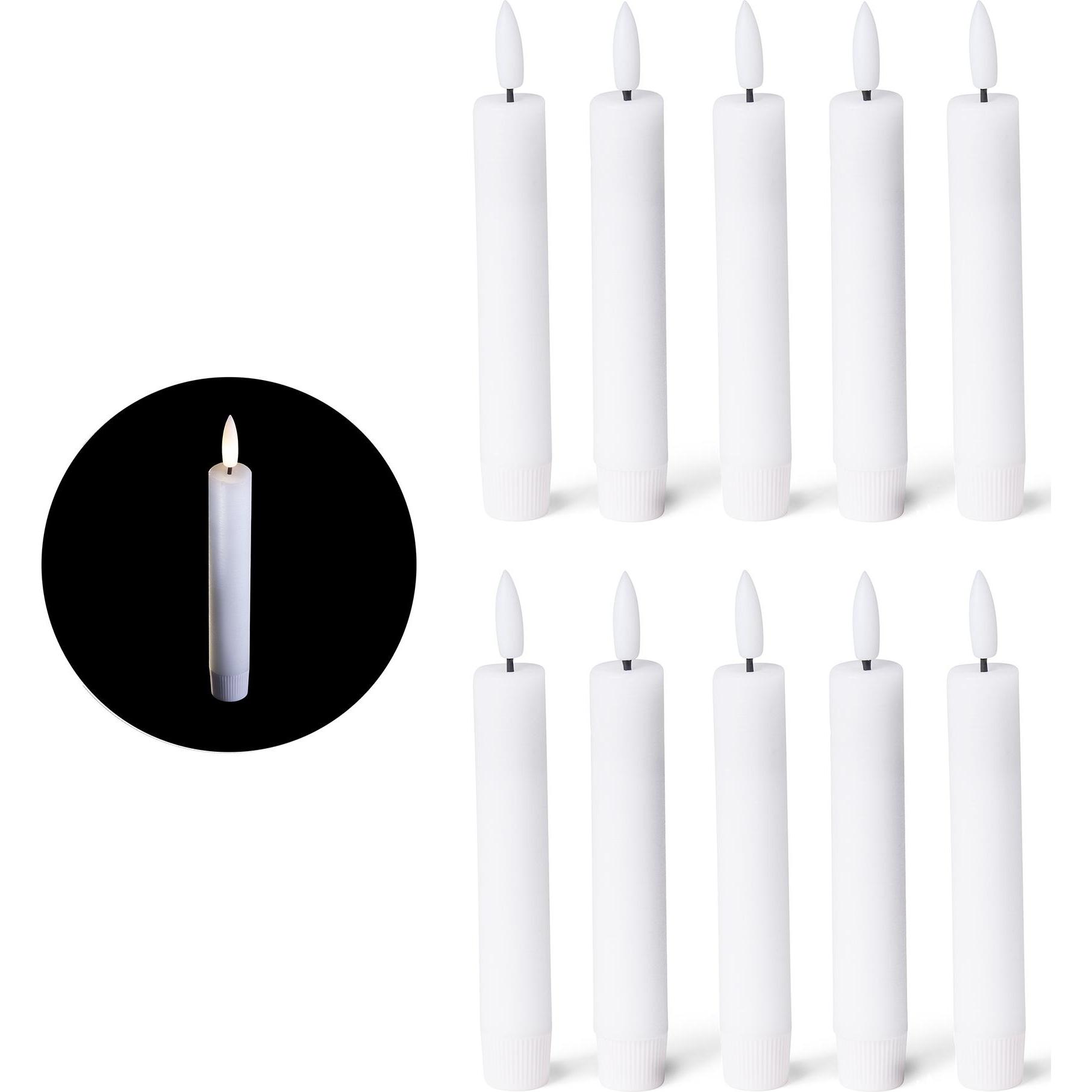 Thumbnail - Novaliv, LED Kerzen, 10x Stabkerze LED bewegliche Flamme Wachs - Echtwachs Weiss - Indoor - 12,5cm Höhe für 2,2cm (10 x)