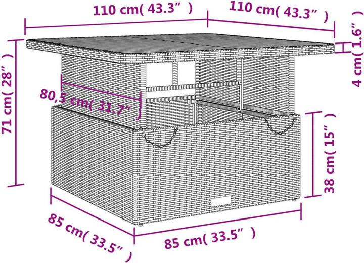 Produktbild vidaXL Garten Essgruppe (110 x 110 x 40 cm)